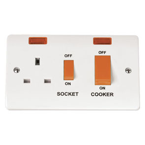 45A Cooker Switch With 13A Switched Socket Socket Outlet