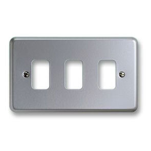3 Gang Grid Front Plate Metal