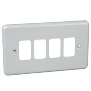 4 Gang Grid Front Plate Metal