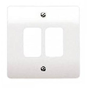 2 Gang Moulded Grid Front Plate White