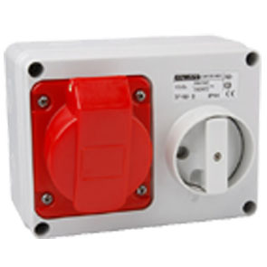 32A 3P+E 400V Horizontal Interlocked Socket