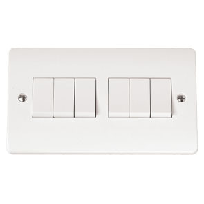 10Ax 6 Gang 2 Way Plate Switch
