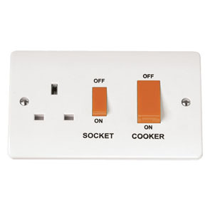 45A Cooker Switch With 13A Switched Socket Socket Outlet