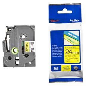 Brother Ptouch 24mm Black On Yellow P-Touch Laminated Label Tape 8M