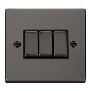 3 Gang 2 Way Ingot 10A Switch Black Nickel