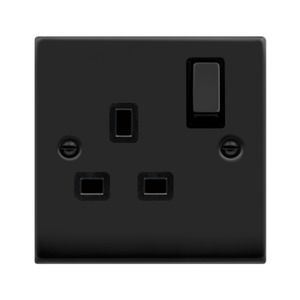 Socket, Ingot 1 Gang DP Switched, Black Insert Victorian