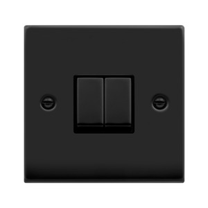 Plate Switch, 2 Gang 2 Way, Black Insert Victorian