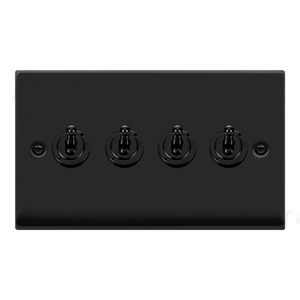 Toggle Switch, 4 Gang 2 Way, Black Gasket Victorian