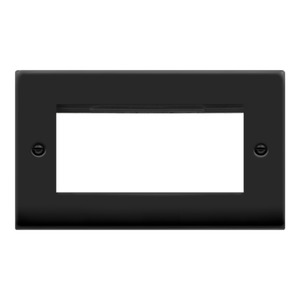 Frontplate, 2 Gang 4 Module, Black & White Gasket Victorian